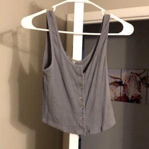 Crop button up tank